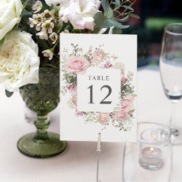 Zacht roze roze botanische 5x7 tabelnummers Kaarte Kaart