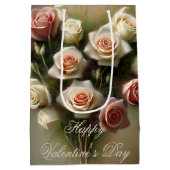 Zacht roze roze rozen hartritme bouquet valentijn medium cadeauzakje (Achterkant)