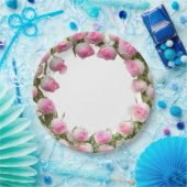 Zacht Roze Rozen Borden, 9"Rond Document Bord (Feest)