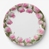 Zacht Roze Rozen Borden, 9"Rond Document Bord (Voorkant)