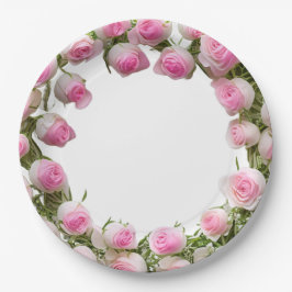 Zacht Roze Rozen Borden, 9"Rond Document Bord