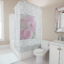 Zacht roze rozen en babyluiers douchegordijn