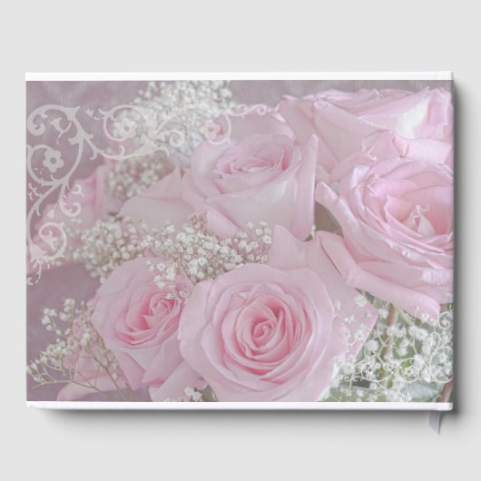 Zacht roze rozen en babyluiers gastenboek (Achterkant)