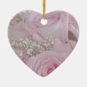 Zacht roze rozen en babyluiers keramisch ornament (Voorkant)