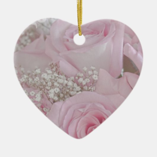 Zacht roze rozen en babyluiers keramisch ornament (Voorkant)