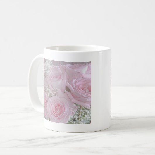 Zacht roze rozen en babyluiers koffiemok (Voorkant links)