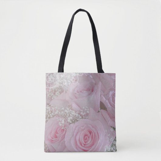 Zacht roze rozen en babyluiers tote bag (Voorkant)
