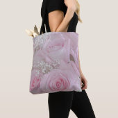 Zacht roze rozen en babyluiers tote bag (Dichtbij)