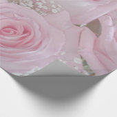 Zacht roze rozen en babypapier cadeaupapier (Hoek)