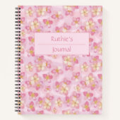 Zacht Roze Rozen en Harten Journal Notitieboek (Voorkant)