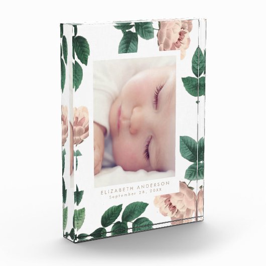 Zacht roze rozen  Floral Photo Block Lijst Fotoblokken (Links)