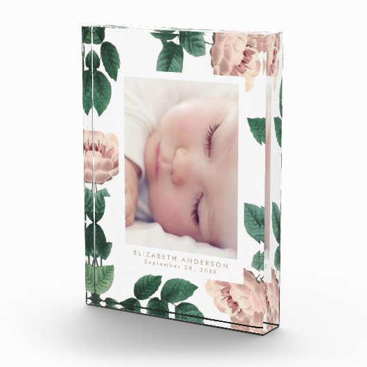 Zacht roze rozen  Floral Photo Block Lijst Fotoblokken (Rechts)