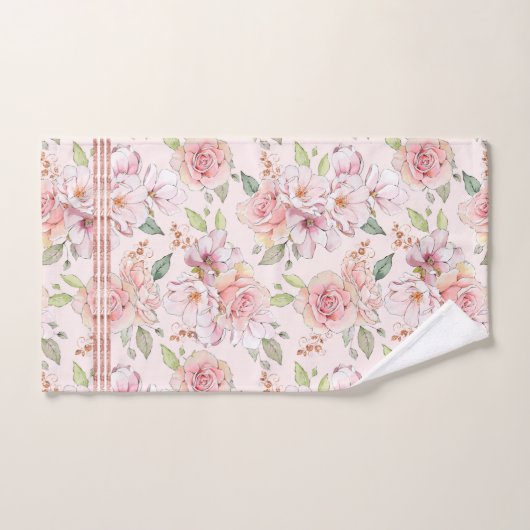 Zacht roze rozen patroon bad handdoek (Handdoek)