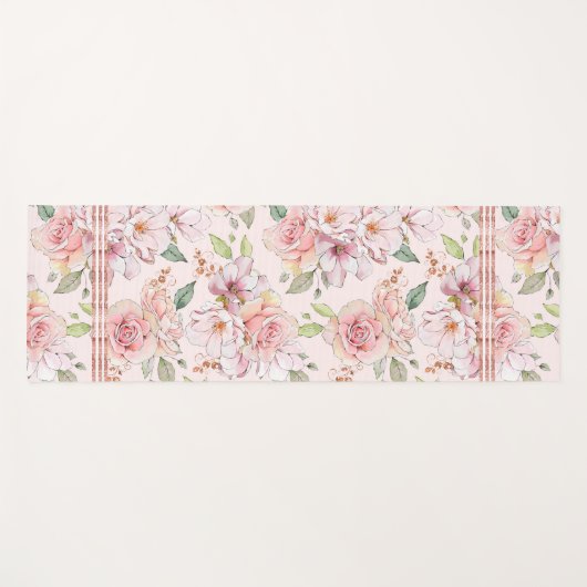 Zacht roze  rozen patroon badhanddoekset yogamat (Voorkant (horizontaal))