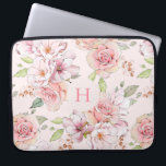 Zacht roze  rozen patroon laptop sleeve<br><div class="desc">Meisjes zachte roze kleuren  rozen bloempatroon. Facultatief monogram.</div>
