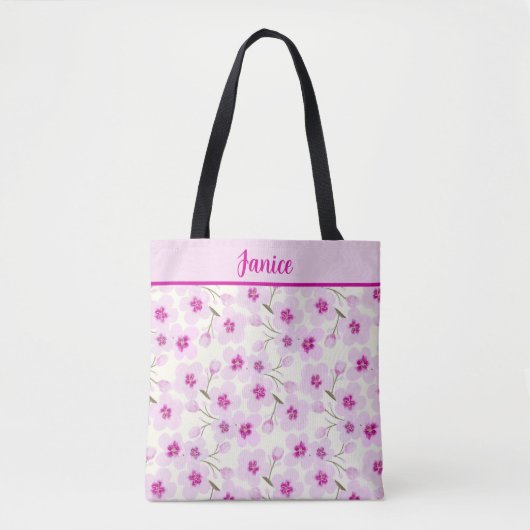 Zacht roze Sakura Cherry Blossom Design Tote Bag (Voorkant)
