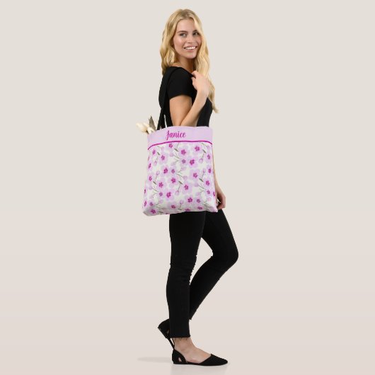 Zacht roze Sakura Cherry Blossom Design Tote Bag (Op model)