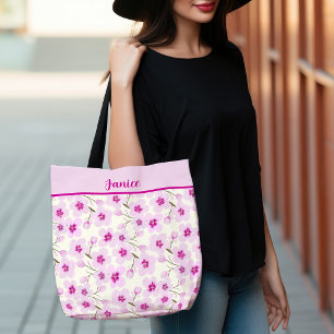 Zacht roze Sakura Cherry Blossom Design Tote Bag