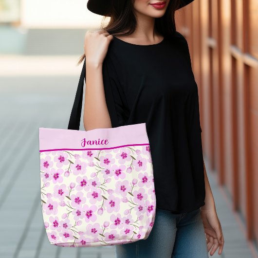 Zacht roze Sakura Cherry Blossom Design Tote Bag