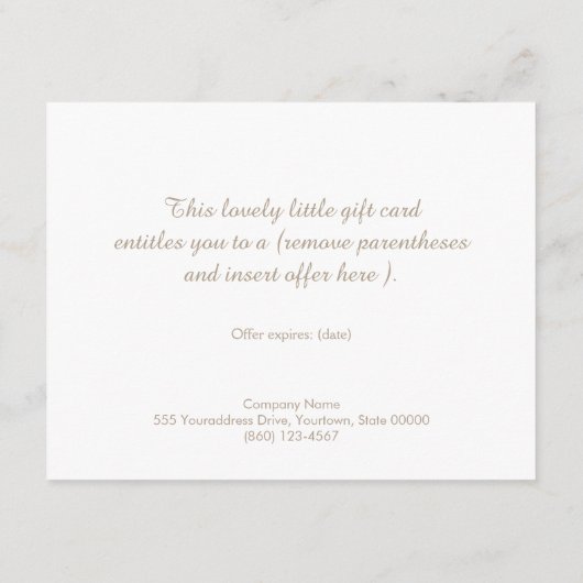 Zacht Roze Salon Spa Cadeaubon Informatiekaartje (Achterkant)