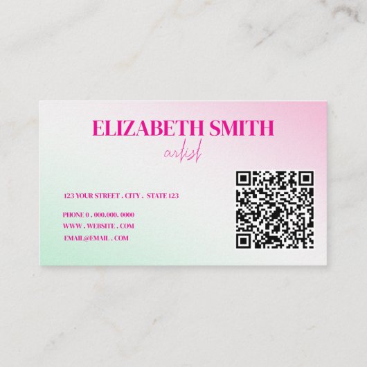 Zacht Roze Schilderij Abstract QR Code Visitekaart Visitekaartje (Achterkant)