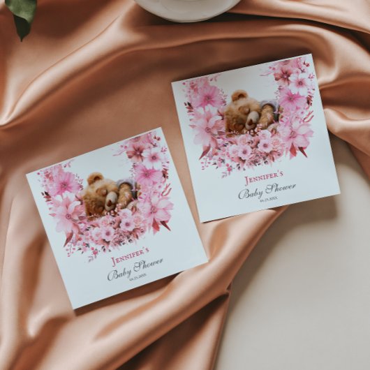 Zacht Roze Slapen Beer Baby shower Servet