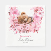 Zacht Roze Slapen Beer Baby shower Servet (Voorkant)