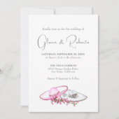 Zacht Roze Sombrero Bougainvillea Bloemen Huwelijk Kaart (Voorkant)