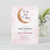 Zacht roze sterren over de muis van het meisje kaart (Staand voorkant)