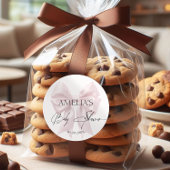 Zacht roze strik elegant ronde sticker