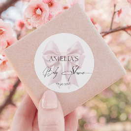 Zacht roze strik elegant ronde sticker