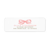 Zacht Roze Strik Modern Whimsisch Etiket (Voorkant)