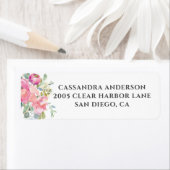 Zacht Roze Stusty Blue Floral Return Address Label (Insitu)