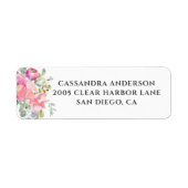 Zacht Roze Stusty Blue Floral Return Address Label (Voorkant)