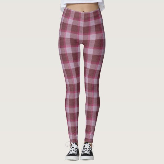 Zacht roze tartan leggings (Voorkant)