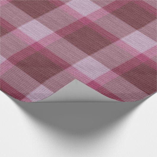 Zacht Roze Tartan Plaid Kerstmis Cadeaupapier (Hoek)