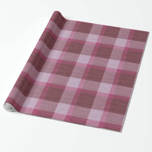 Zacht Roze Tartan Plaid Kerstmis Cadeaupapier (Uitgerold)