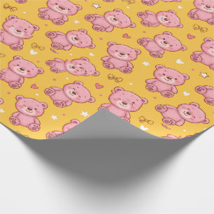 Zacht Roze Teddybeer Naadloos Patroon Cadeaupapier