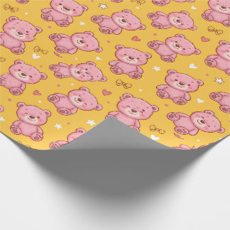 Zacht Roze Teddybeer Naadloos Patroon Cadeaupapier