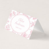  Zacht Roze Toile Chinoiserie Place Card Kaart (Voorkant)