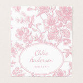  Zacht Roze Toile Chinoiserie Place Card Kaart (Buitenkant ongevouwen)