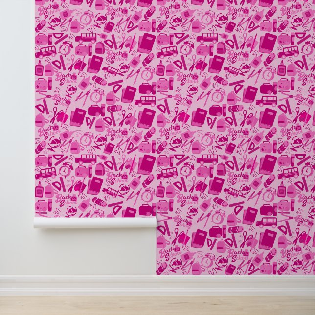 zacht roze trendy Terug naar School Pattern Behang (Applicatie)