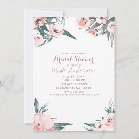 Zacht Roze Tropische Zomer Bloemen Vrijgezellenfee Kaart (Voorkant)