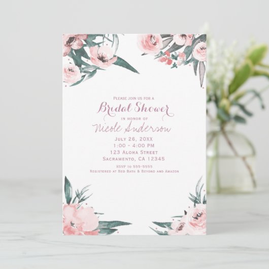 Zacht Roze Tropische Zomer Bloemen Vrijgezellenfee Kaart (Staand voorkant)