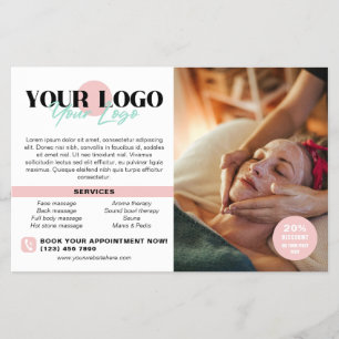 Zacht Roze Uw Logo Foto's QR Spa Salon Flyer