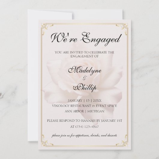 Zacht Roze Verlovingsfeestuitnodiging Kaart (Achterkant)