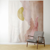 Zacht Roze Waterverf Bergen Landschap Tapestry Wandkleed (In situ)