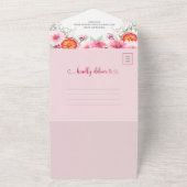 Zacht Roze Waterverf Bloemen & Citrus Baby shower All In One Uitnodiging (Buitenkant)
