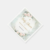 Zacht Roze Waterverf Bloemen en Cross Baby shower Servet (Hoek)