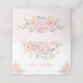 Zacht Roze Waterverf Bloemen Groen Bruiloft Plaatskaartje (Buitenkant ongevouwen)